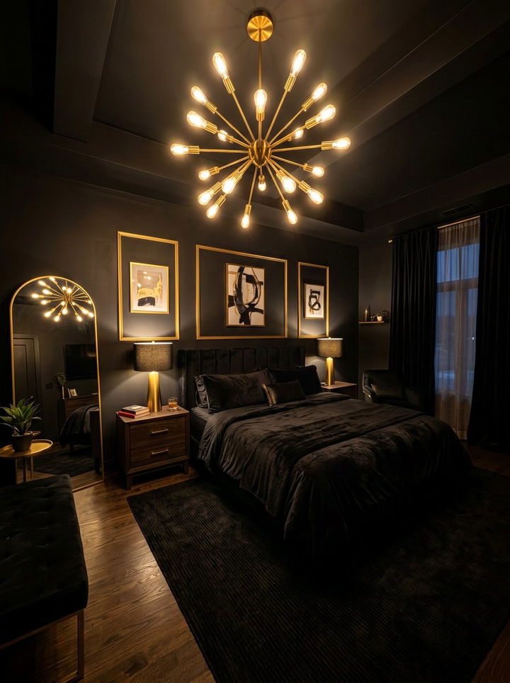 Gold Lighting Black Bedroom - 30 black and gold bedroom ideas