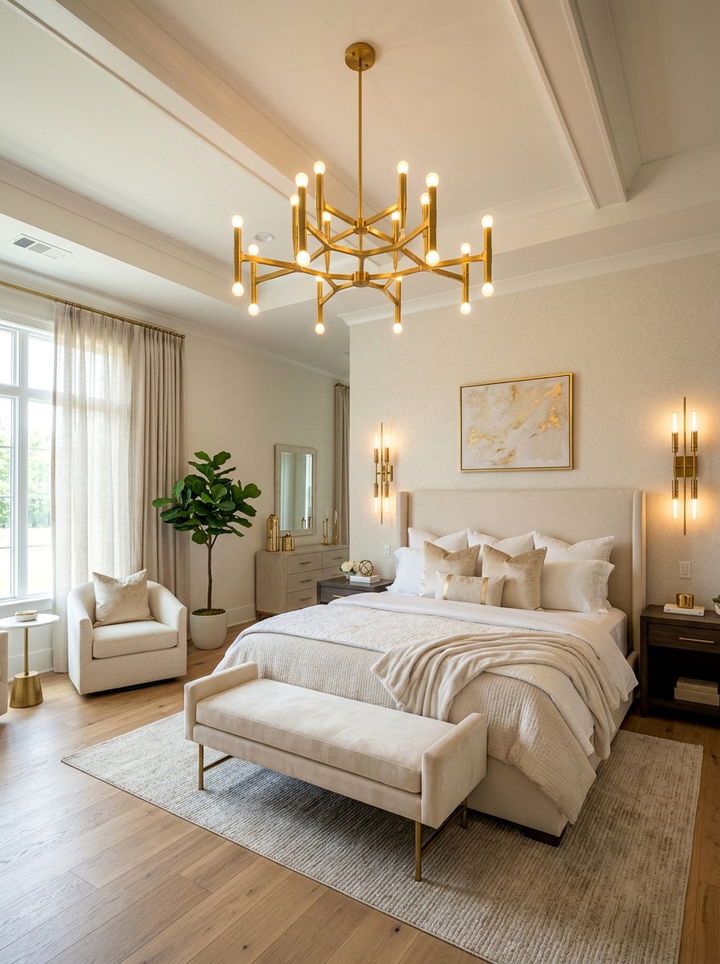Gold Lighting Fixture - 30 boutique hotel bedroom ideas