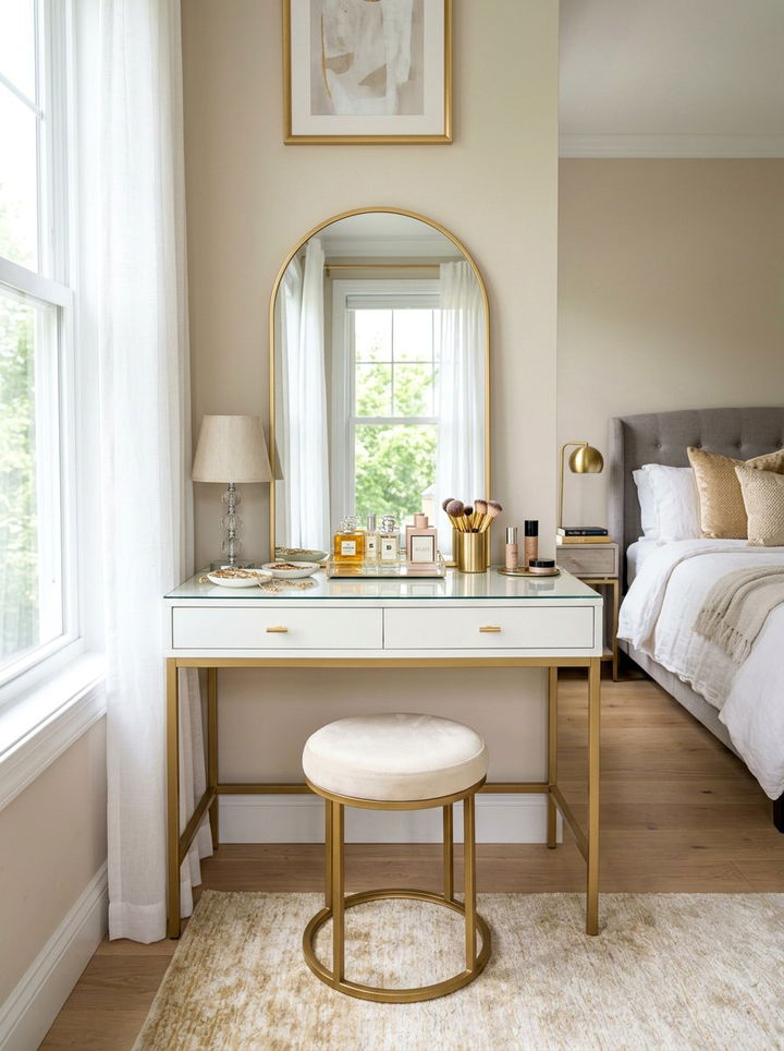 Gold Makeup Vanity - 30 gold accent bedroom ideas