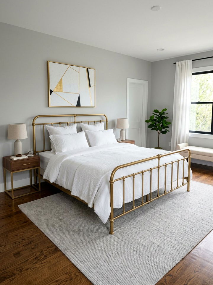 Gold Metal Bed Frame - 30 gold bedroom decor ideas