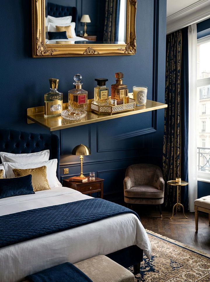 Gold Metal Floating Shelf - 30 bedroom floating shelves