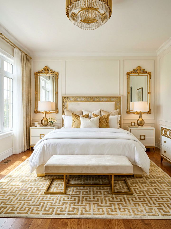 Gold Metallic Accents - 30 bedroom bed styling ideas