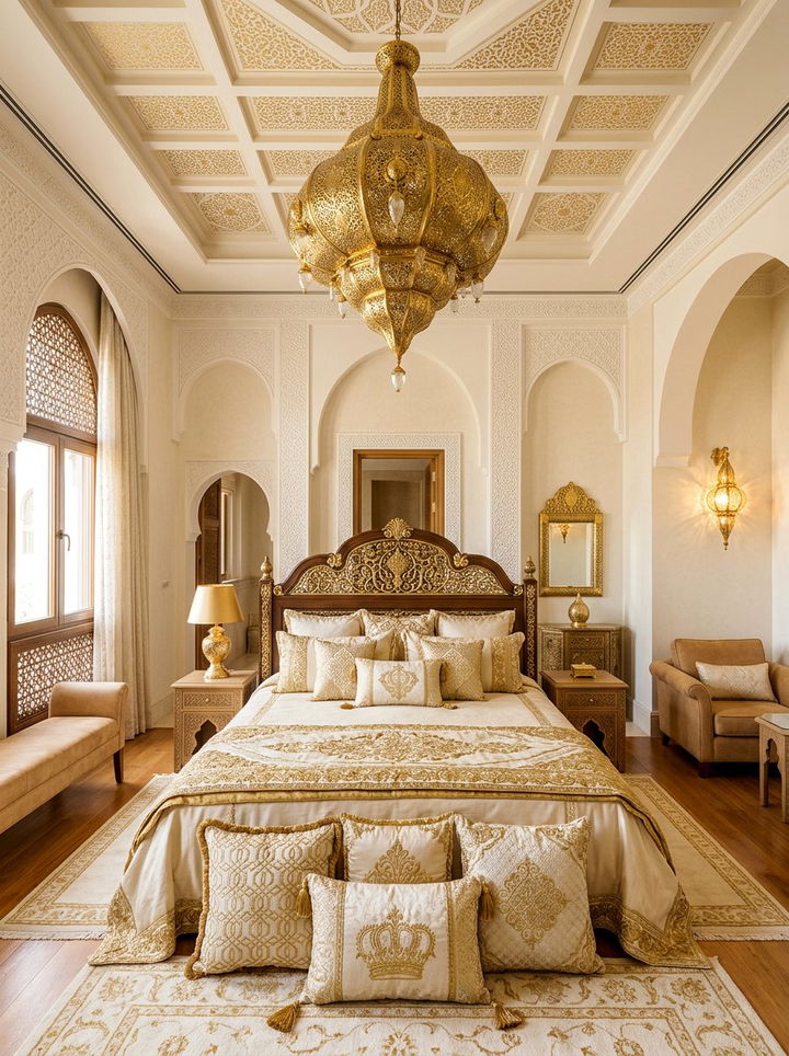 Gold Moroccan bedroom - 30 Moroccan bedroom ideas