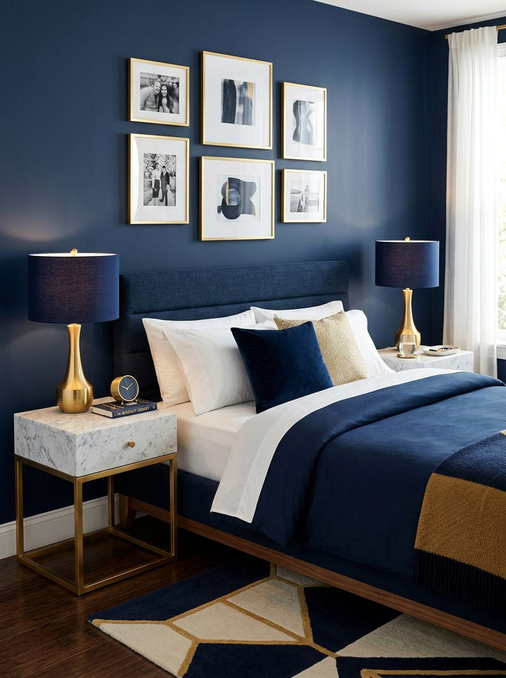 Gold Nightstand Lamps - 30 navy gold bedroom ideas