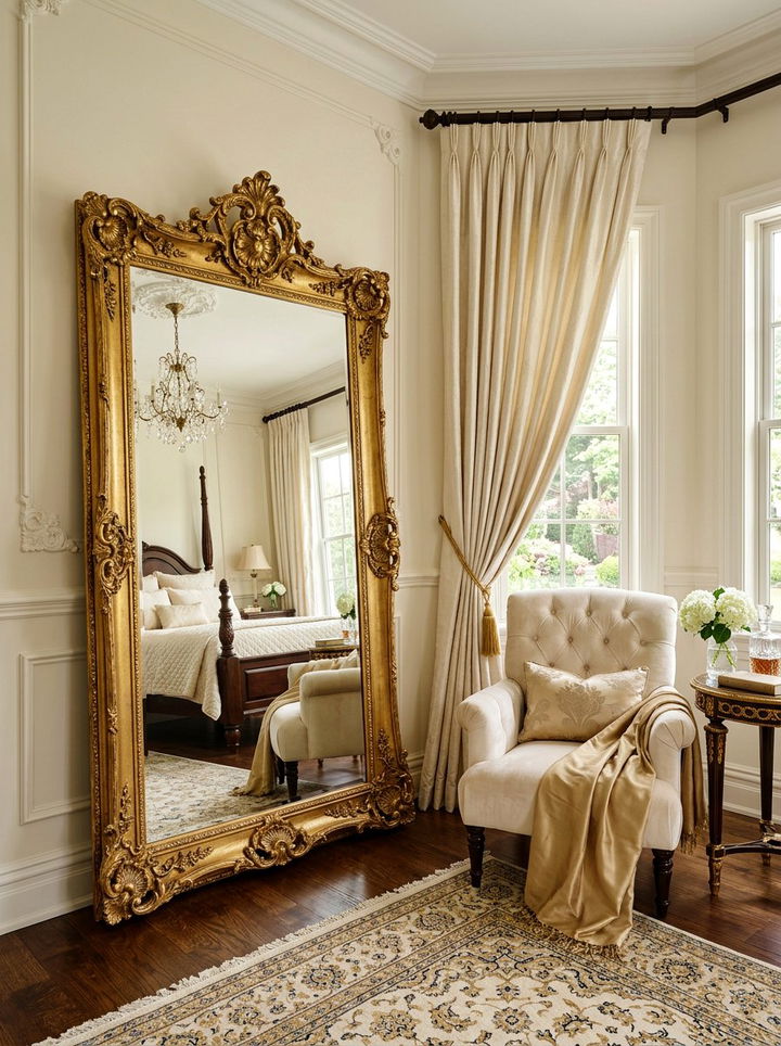 Gold Ornate Floor Mirror - 30 bedroom floor mirrors