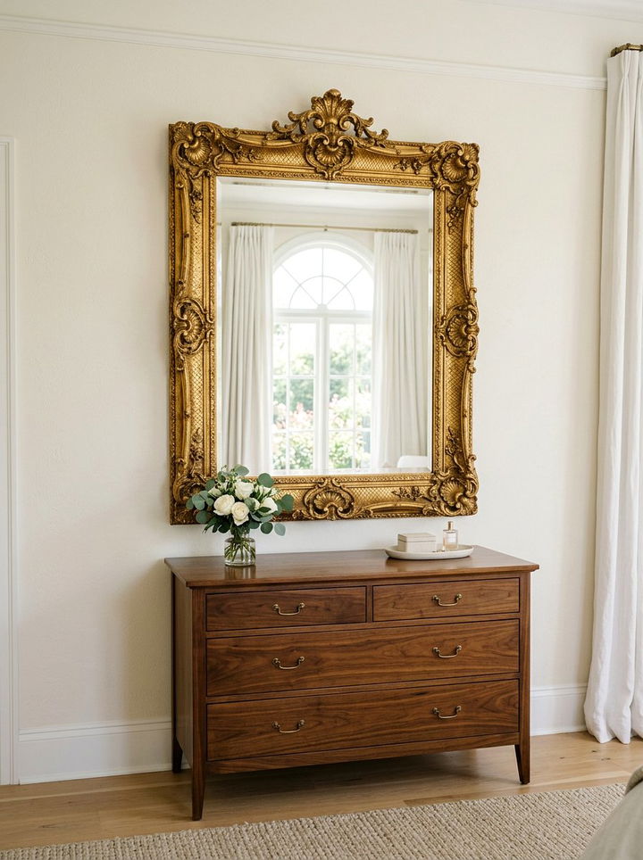 Gold Ornate Mirror - 30 light academia bedroom ideas