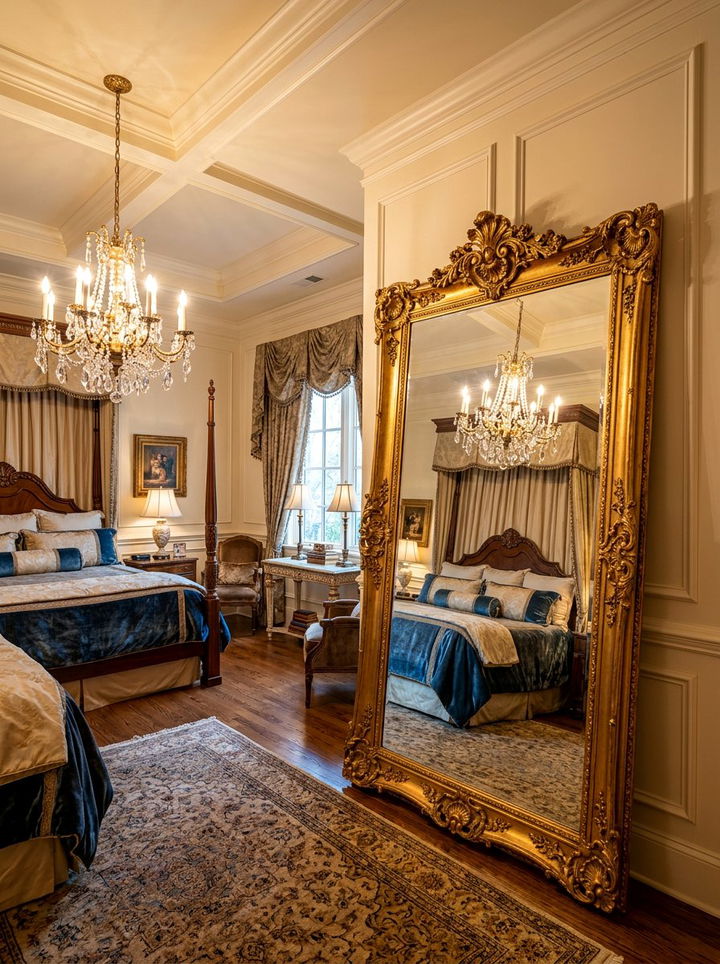 Gold Ornate Mirror - 30 traditional bedroom ideas