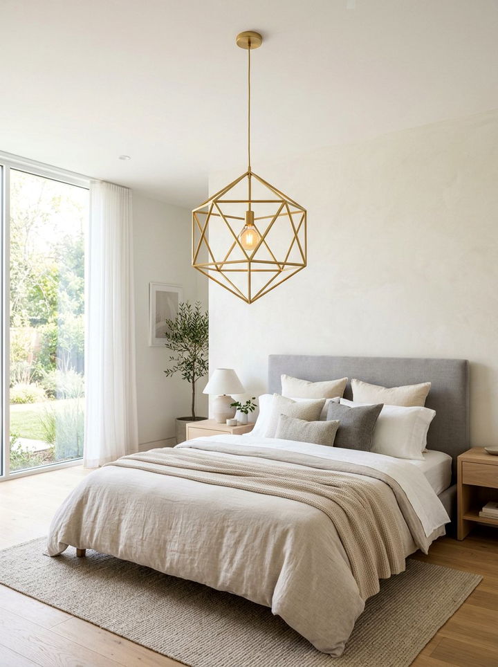 Gold Pendant Light Fixture - 30 gold bedroom decor ideas