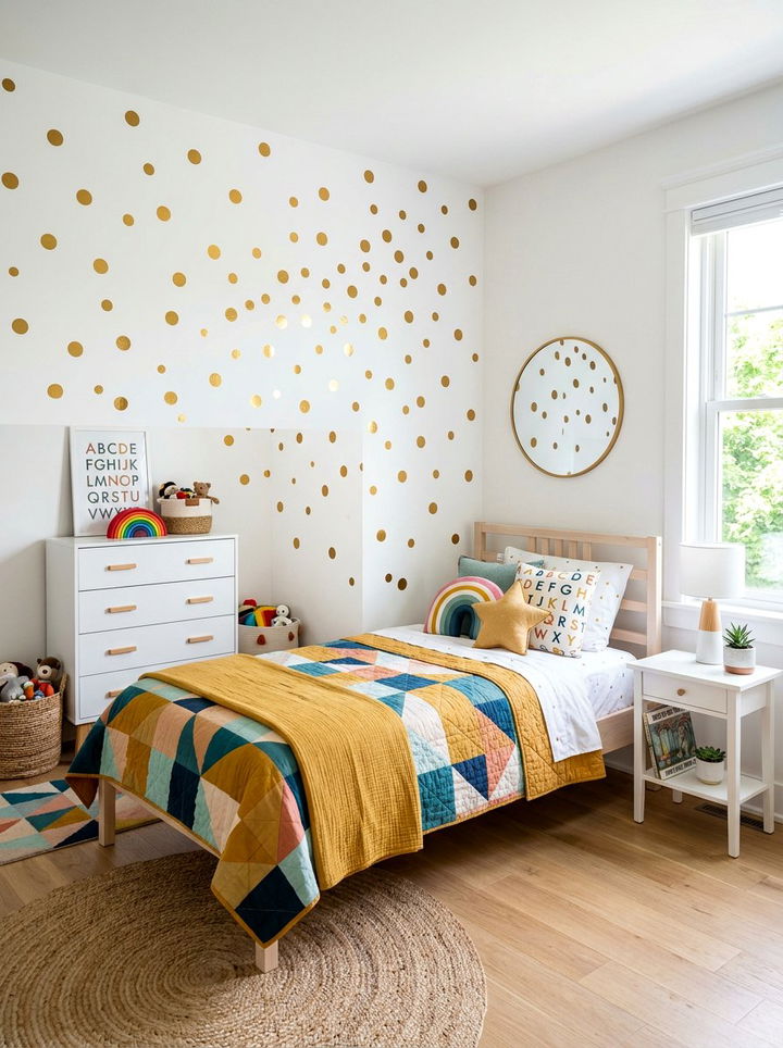 Gold Polka Dot Wall Decals - 30 gold bedroom decor ideas