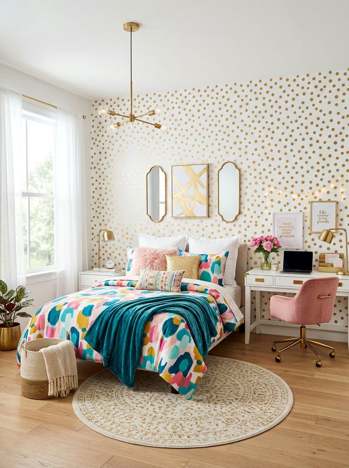 Gold Polka Dot Wallpaper - 30 bedroom accent wall wallpapers