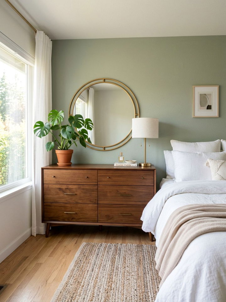 Gold Round Mirror Above Dresser - 30 bedroom round mirrors