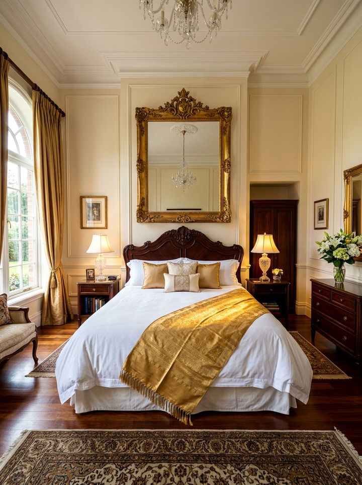 Gold Silk Bed Runner - 30 silk bedroom ideas