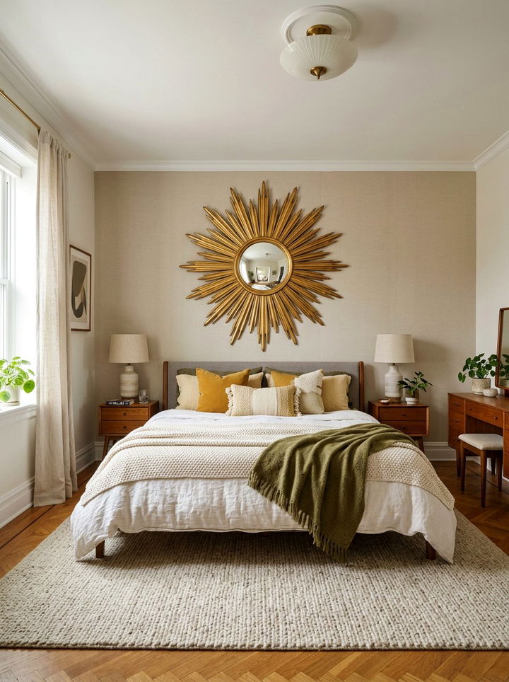 Gold Starburst Mirror - 30 gold accent bedroom ideas