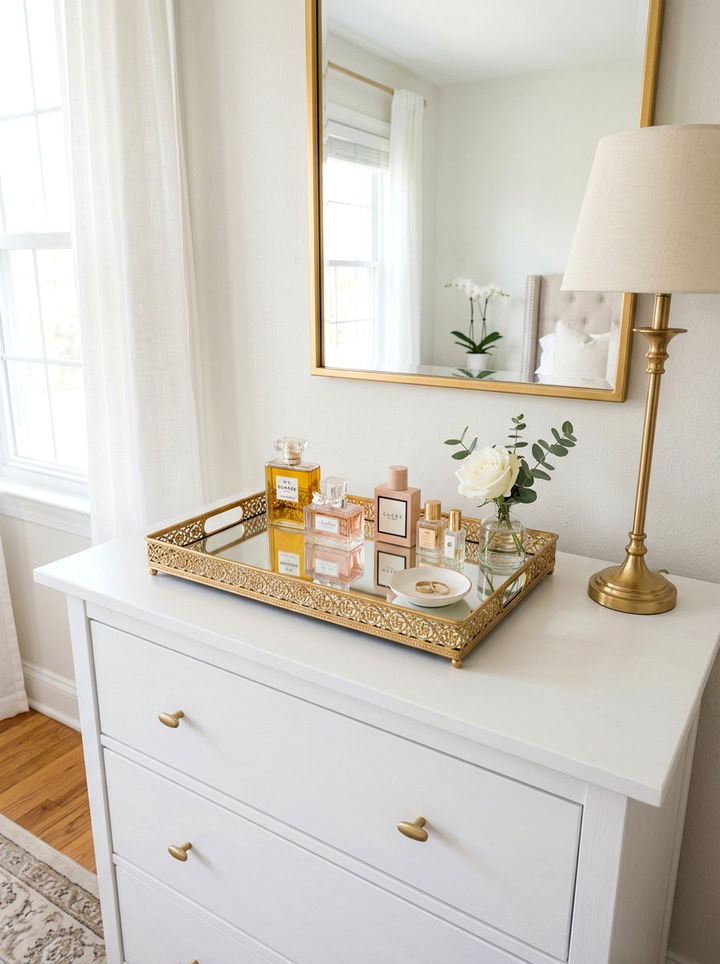 Gold Tray For Dresser - 30 gold bedroom decor ideas