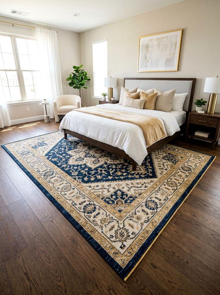 Gold Trim Area Rug - 30 gold bedroom decor ideas
