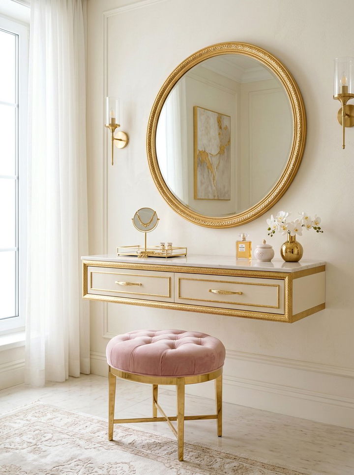 Gold Trim Floating Vanity - 30 bedroom floating vanity ideas
