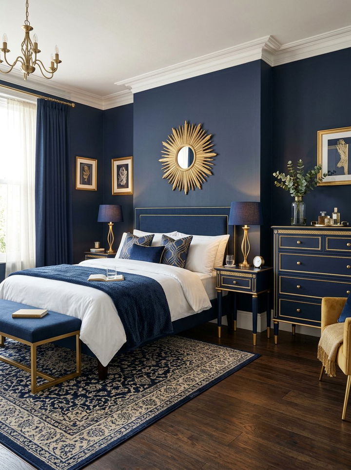 Gold Trim Furniture - 30 navy gold bedroom ideas