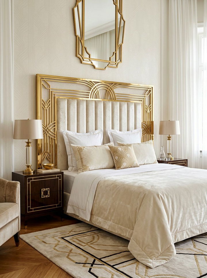 Gold Trim Upholstered Headboard - 30 bedroom upholstered headboards