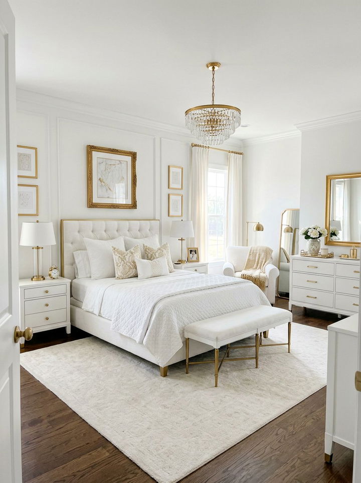 Gold accent bedroom decor - 30 glam bedroom ideas