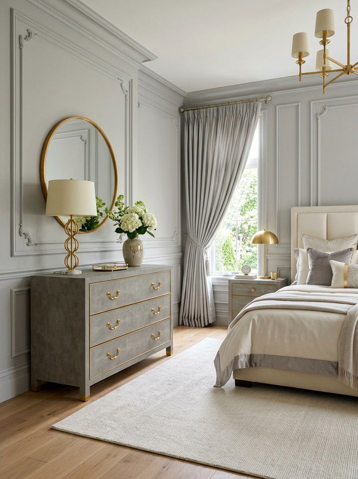 Gold and Shagreen Bedroom - 30 mixed material bedroom ideas