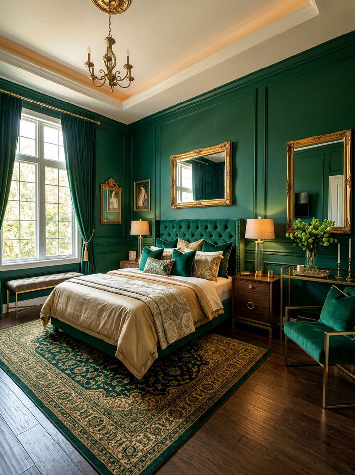 Gold and green bedroom - 30 emerald green bedroom ideas
