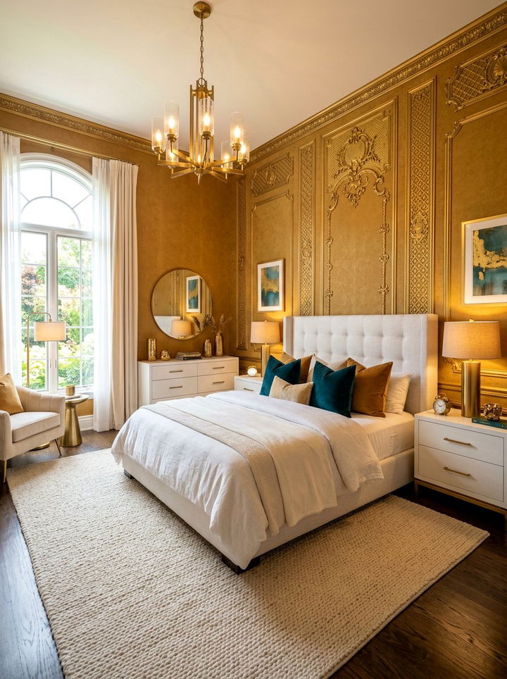 Gold bedroom wall - 30 bedroom paint color ideas