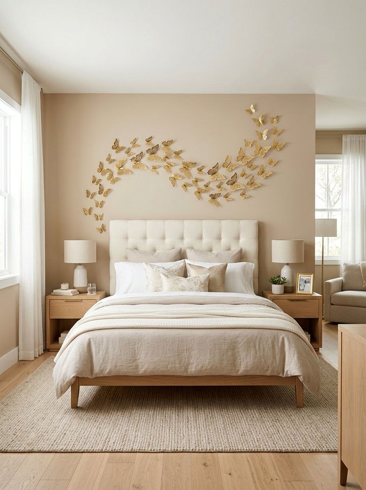 Gold butterfly wall decor bedroom - 30 butterfly bedroom ideas