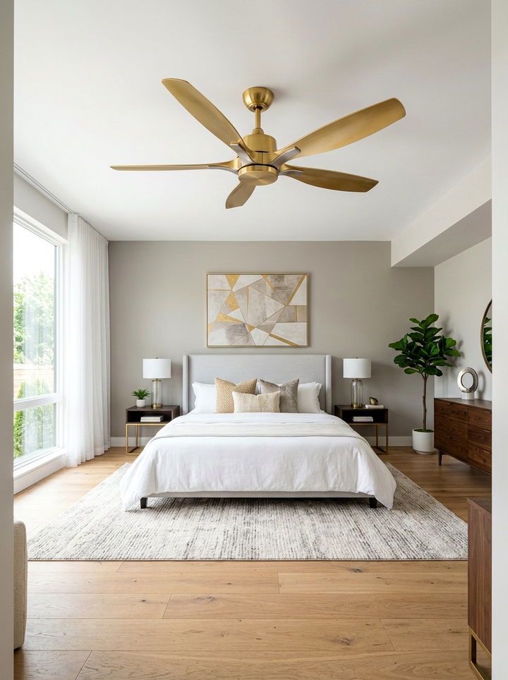 Gold ceiling fan - 30 gold bedroom ideas