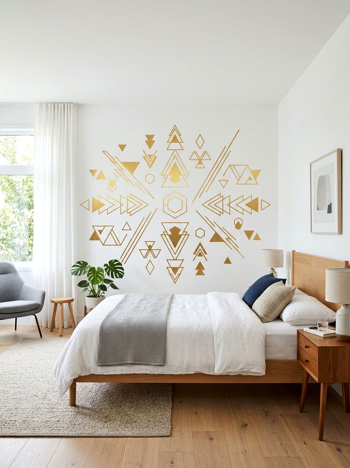 Gold geometric wall decals - 30 gold bedroom ideas