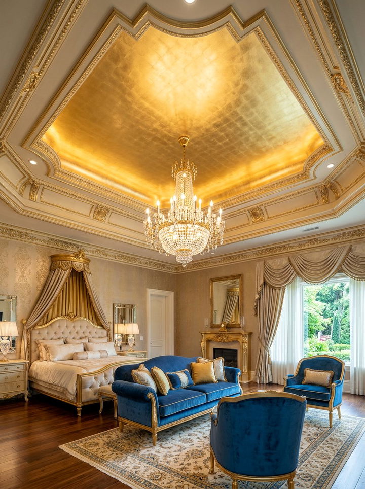 Gold leaf tray ceiling - 30 bedroom tray ceiling ideas