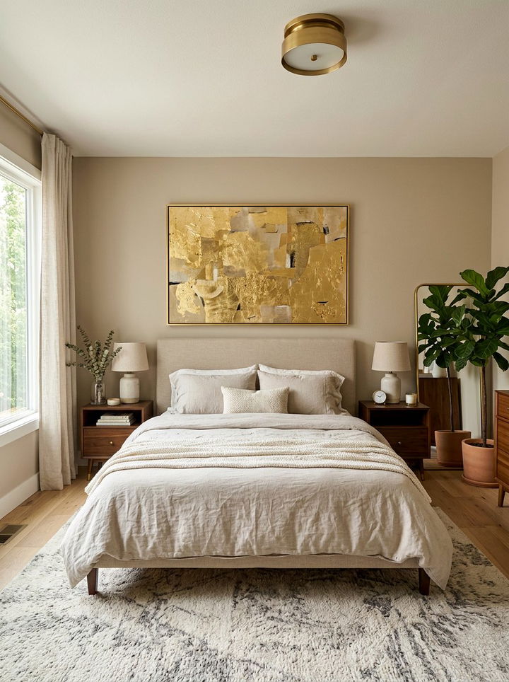 Gold leaf wall decor - 30 gold bedroom ideas