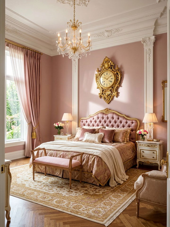 Gold ornate wall clock - 30 bedroom vintage clocks