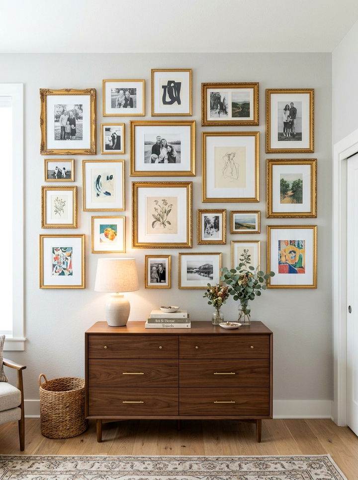 Gold picture frame gallery - 30 gold bedroom ideas