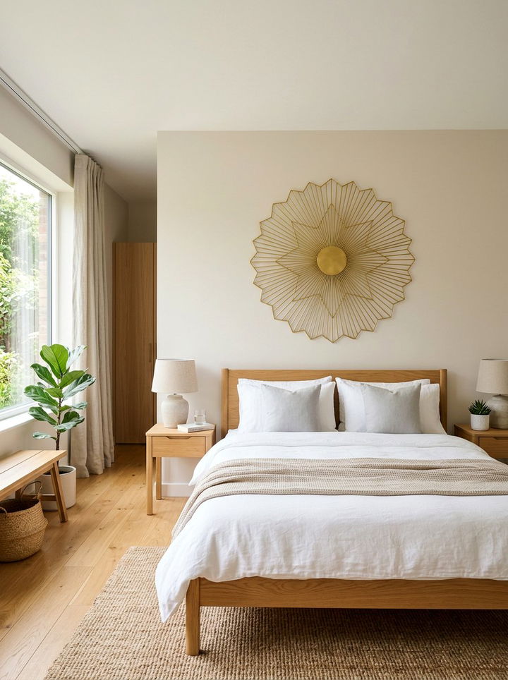 Gold sunburst wall art - 30 gold bedroom ideas