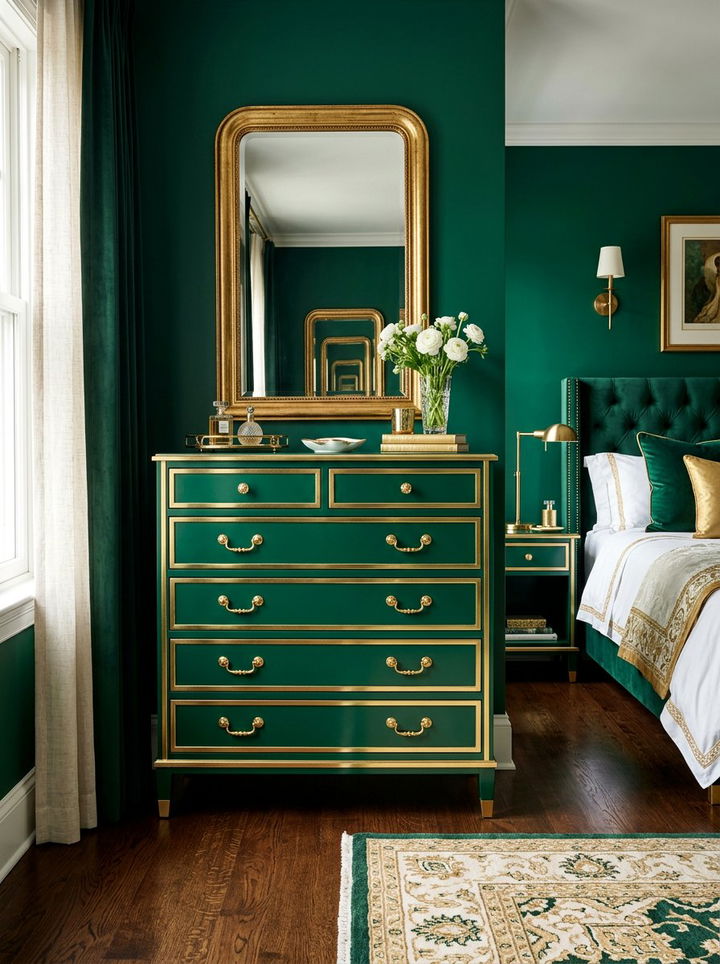 Gold trim bedroom furniture - 30 emerald and gold bedroom ideas