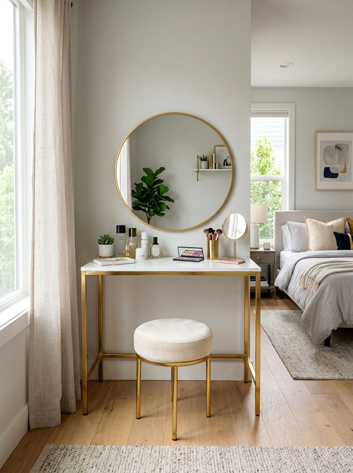 Gold vanity table legs - 30 gold bedroom ideas