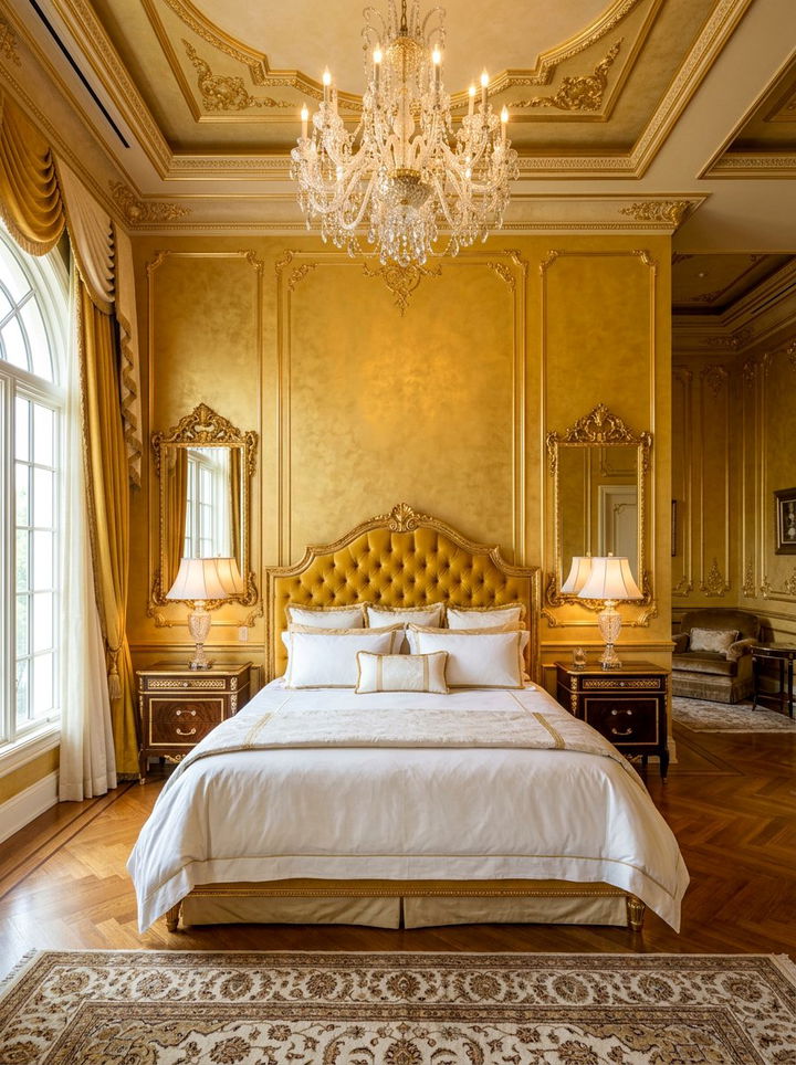 Golden Yellow Luxury Bedroom Walls - 30 bedroom yellow walls