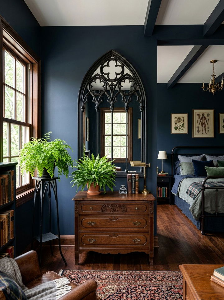 Gothic Arched Mirror Bedroom - 30 dark academia bedroom ideas