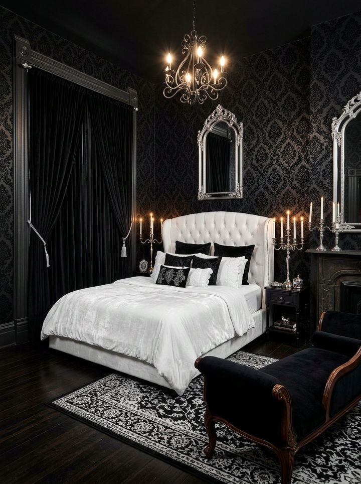 Gothic Black And White Bedroom - 30 black and white bedroom ideas