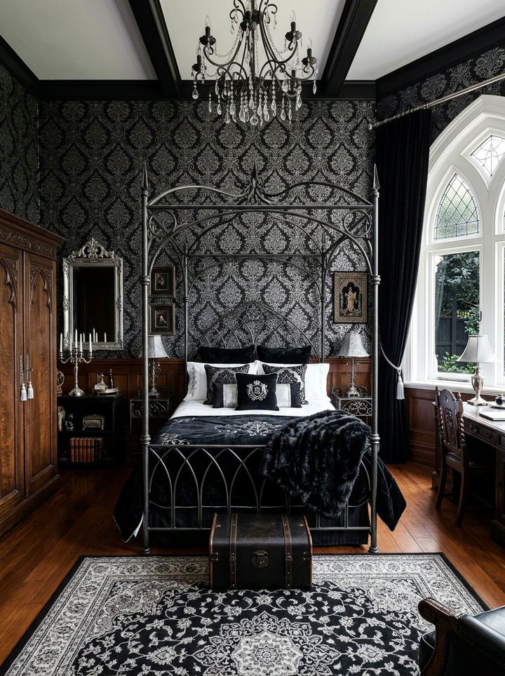 Gothic Black Bedroom - 30 dark black bedroom ideas