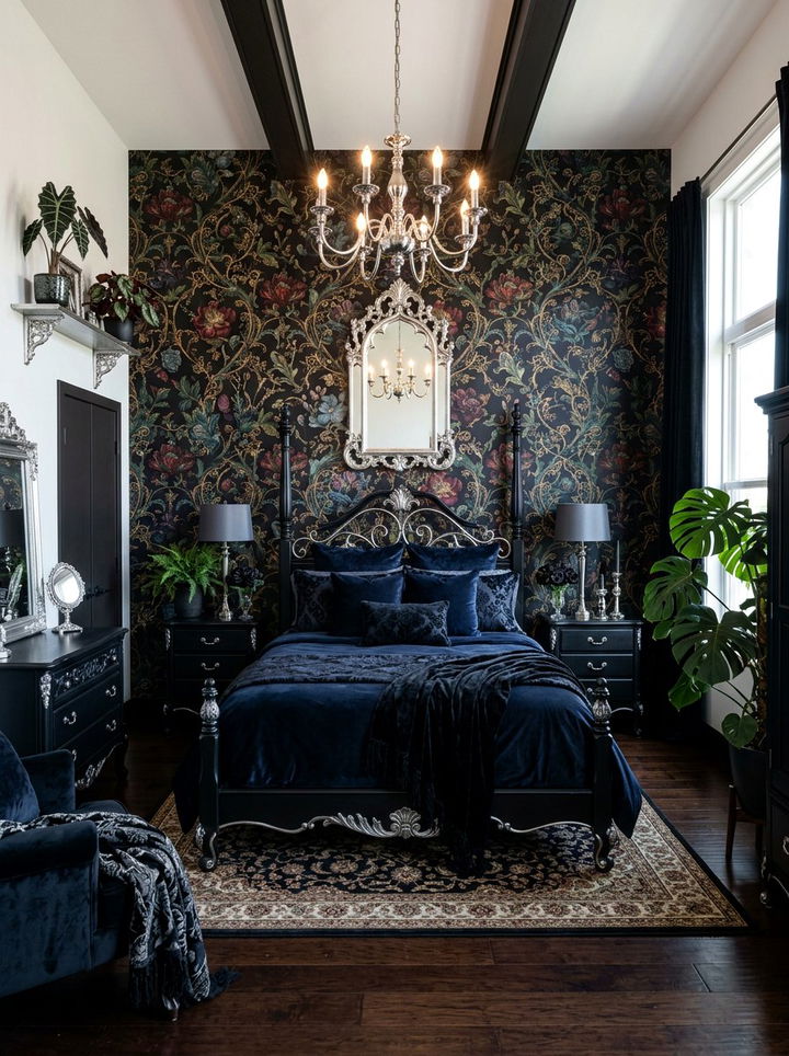 Gothic Floral Bedroom - 30 gothic bedroom ideas