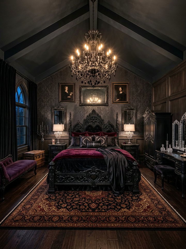 Gothic Glam Bedroom - 30 black bedroom ideas