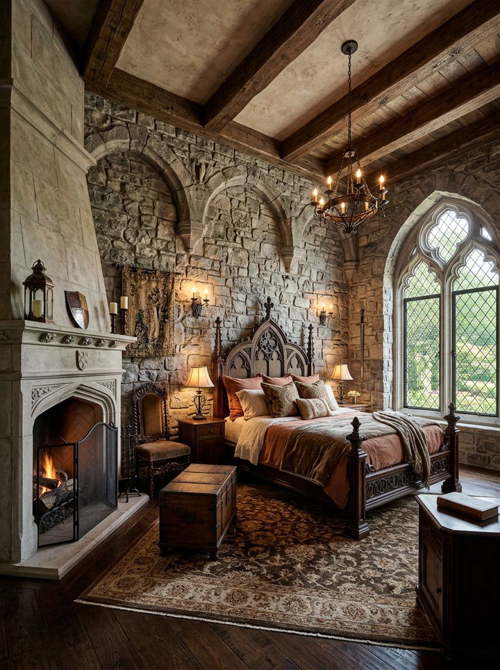 Gothic Stone Wall Bedroom - 30 gothic bedroom ideas