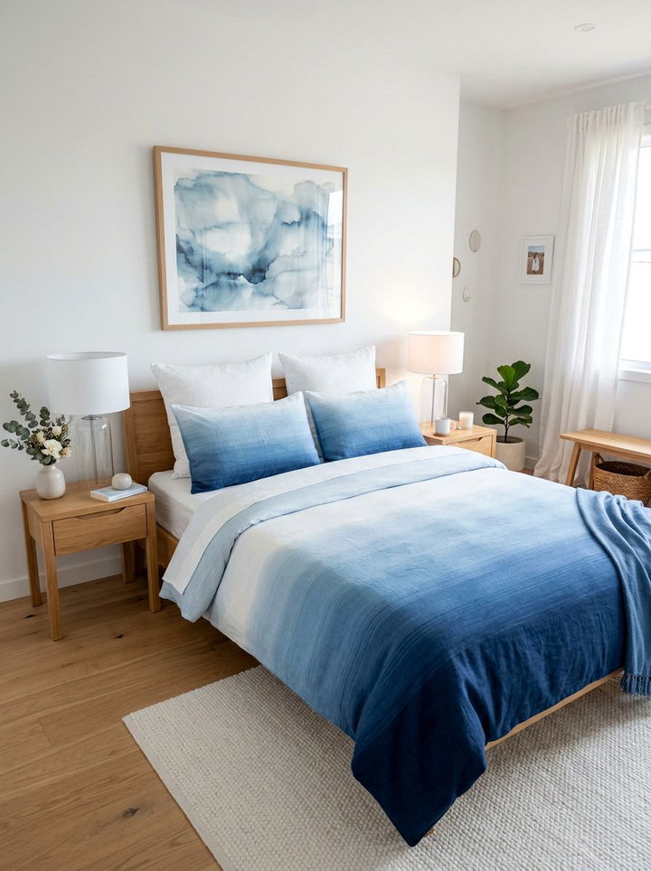 Gradient striped bedding - 30 bedroom striped bedding ideas