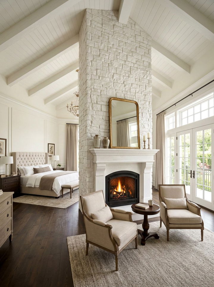 Grand Fireplace Master Bedroom - 30 high ceiling bedroom ideas