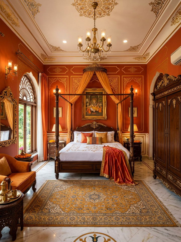 Grand Indian Saffron Bedroom - 30 Indian bedroom ideas