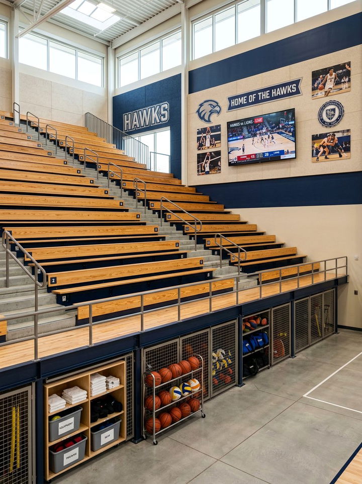 Grandstand Seating Area - 30 baseball bedroom ideas