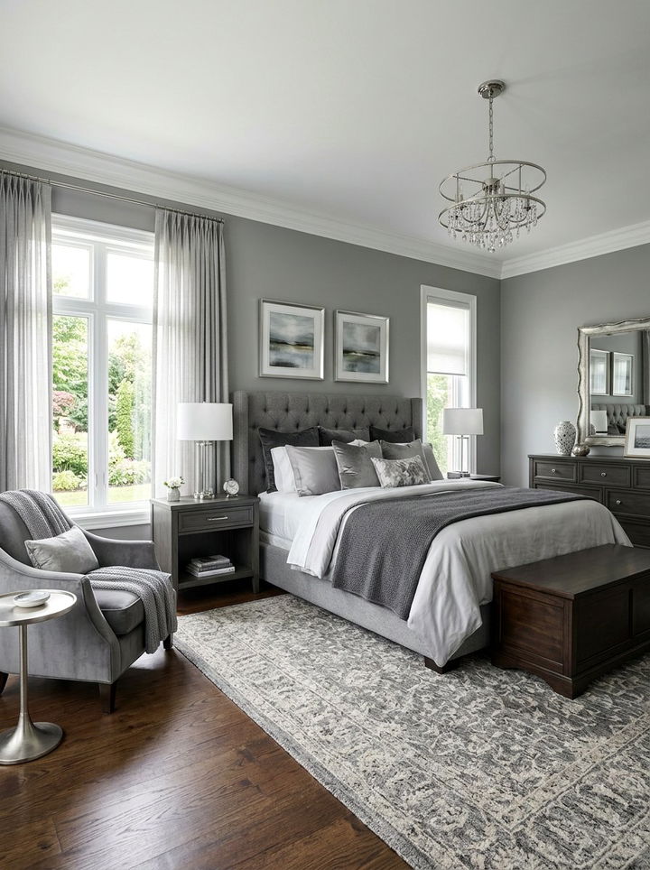 Granite gray transitional bedroom - 30 all gray bedroom ideas