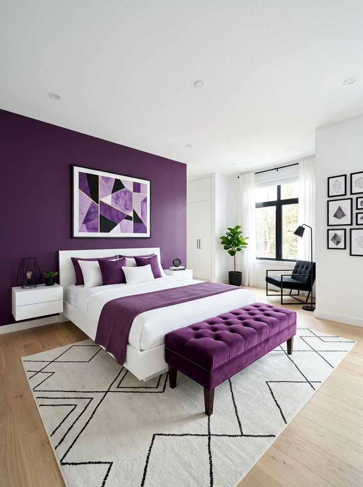 Grape Modern Bedroom - 30 purple bedroom ideas