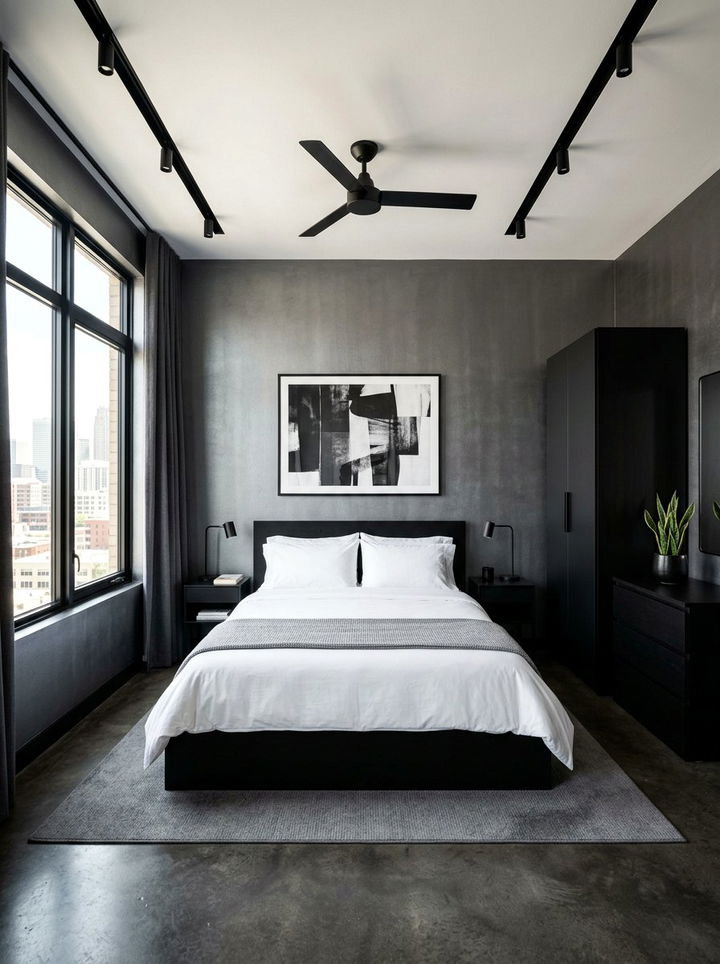 Graphite Bedroom - 30 dark neutral bedroom ideas